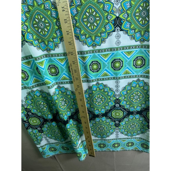 London Times Womens Geometric Floral MedallionPrint Shift Dress Green Teal Sz 10 - Picture 6 of 9
